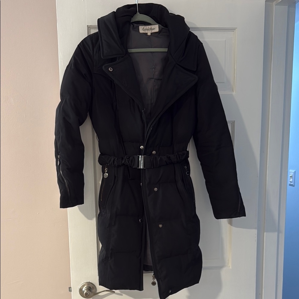 Calvin Klein Black Belted Puffer Coat